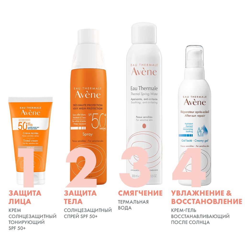 Avene Крем солнцезащитный тонирующий, SPF50, крем, для сухой и чувствительной кожи лица, 50 мл, 1 шт.