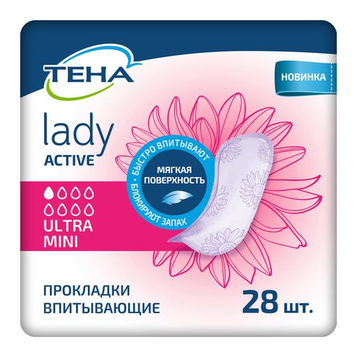 Tena Lady прокладки Active Ultra Mini, прокладки урологические, 1 капля, 28 шт.