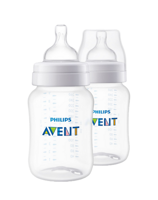 Philips Avent Anti-colic Бутылочка с силиконовой соской, SCY103/02, для детей с 1 месяца, бутылочка для кормления, медленный поток, 260 мл, 2 шт.