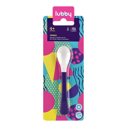 Lubby Ложка с мягким кончиком, для детей с 4 месяцев, ложка, артикул 14067, 1 шт.